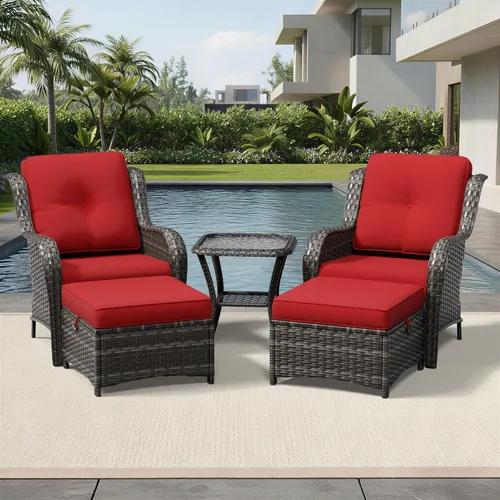Miniatura 157 de Joyside Juego de sillas de mimbre para patio, juego de 3 piezas de mimbre para exteriores con 2 sillas reposabrazos y 1 mesa auxiliar para terraza