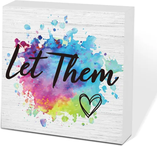 Miniatura 18 de Letrero de caja de madera Let Them de 5 x 5 pulgadas, letrero de escritorio estilo granja Boss Lady decoración de cubículo de oficina, accesorios