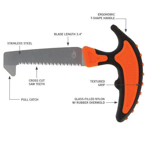 Miniatura 5 de Gerber Gear Vital Pack - Sierra compacta, hoja de diente de sierra de acero inoxidable para camping, caza y senderismo con funda