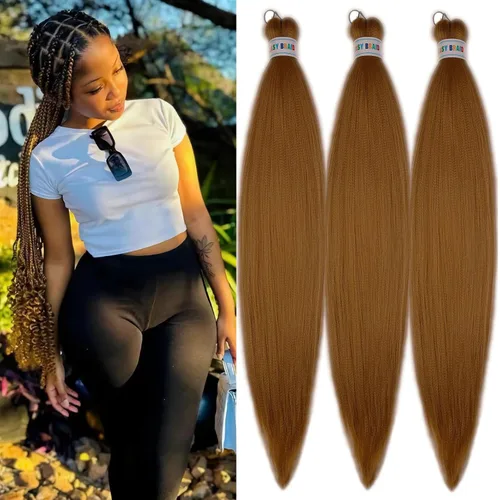 Miniatura 17 de Pelo corto negro trenzado preestirado de 14 pulgadas para trenzas sin nudos, pelo sintético 1B trenzado para trenzas Bob Box
