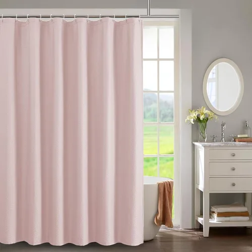 Miniatura 38 de OWENIE Cortina de ducha blanca para baño, 96 pulgadas, extra larga, elegante cortina de ducha de tela texturizada en relieve 3D, repelente al agua