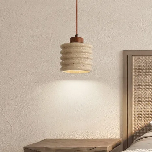 Miniatura 2 de Modern Instant Pendant Lights, 2 Pack Mini Ceiling Hanging Lighting, Nordic Retro Natural Travertine Shade Chandelier for Kitchen Island Living Room