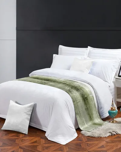 Miniatura 3 de Camino de cama para cama tamaño Queen, color verde salvia, manta decorativa para pie de cama, pintura al óleo geométrica moderna, arte abstracto