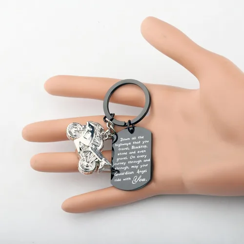 Miniatura 17 de FUSTMW Llavero de motociclista, regalo de motocicleta, llavero seguro para que tu ángel guardián viaje contigo, nuevo regalo para motociclista