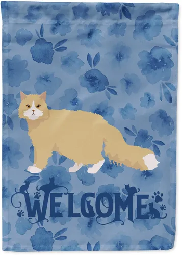 Miniatura 335 de Caroline's Treasures CK4813CHF - Bandera de bienvenida con gato abisinio azul, manga grande, para porche, para colgar en la pared, poliéster