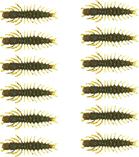 Miniatura 14 de Eupheng Señuelos de pesca Hellgrammite de 2"/3", señuelos de pesca de plástico suave súper realistas para Ned Jig Drop Shot Rig, cantidad de 20