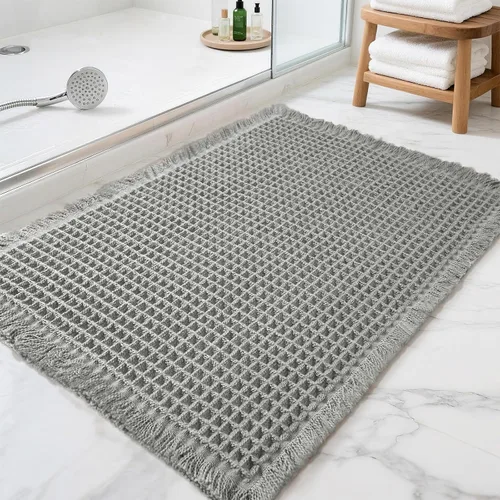 Miniatura 12 de Alfombras de Baño con Textura Waffle, Tapetes de Baño Bohemios Súper Absorbentes, Tapetes Antideslizantes para Ducha, para Piso de Baño y Bañera