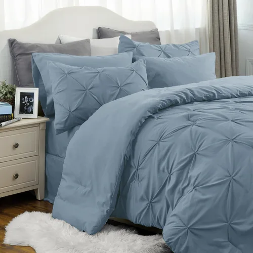 Miniatura 87 de Bedsure - Juego de edredón tamaño matrimonial verde azulado - Juego de ropa de cama tamaño matrimonial en una bolsa de 7 piezas, juego de cama 14