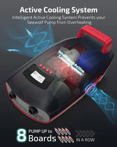 Miniatura 4 de Bomba de tabla de remo Swonder Seawolf con batería de 9000mAh, bomba de aire eléctrica SUP de 20 PSI 2 veces más rápida con cilindros duales, doble