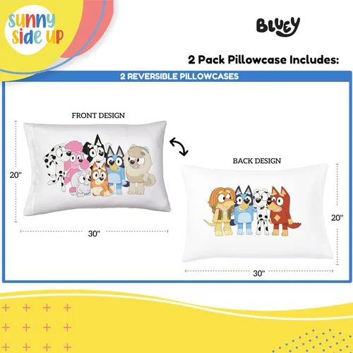 Miniatura 3 de Sunny Side Up Bluey & Bingo - Juego de 2 fundas de almohada reversibles, fundas de almohada de doble cara, ropa de cama súper suave para niños
