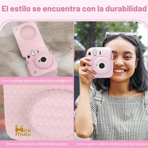 Miniatura 6 de Fujifilm Cámara instantánea Instax Mini 12 color rosa flor + estuche personalizado Minimate + película fotográfica Fuji Instax 10 hojas y álbum