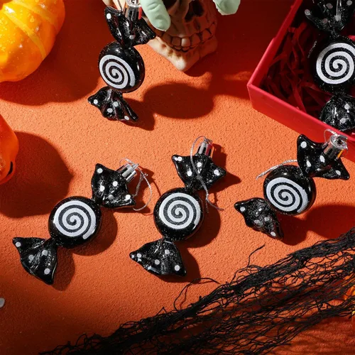 Miniatura 2 de Threan 12 piezas de adornos de caramelo de Navidad para decoración de árbol colgante, bastón de caramelo brillante, adorno de Navidad de menta