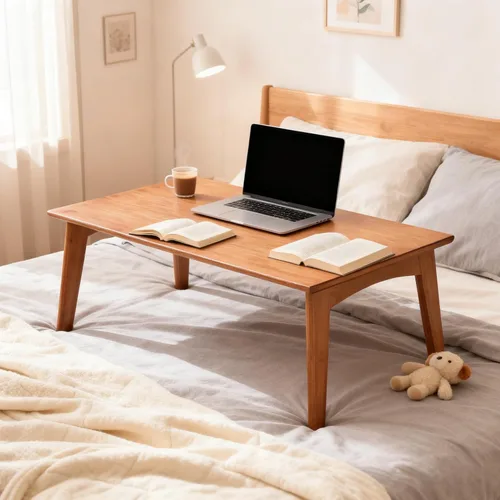 Miniatura 4 de JIKUGO Mesa de piso japonesa no requiere montaje, mesa de café plegable de bambú de nogal para dormitorio, 26 x 15.8 x 11.8 pulgadas, muebles