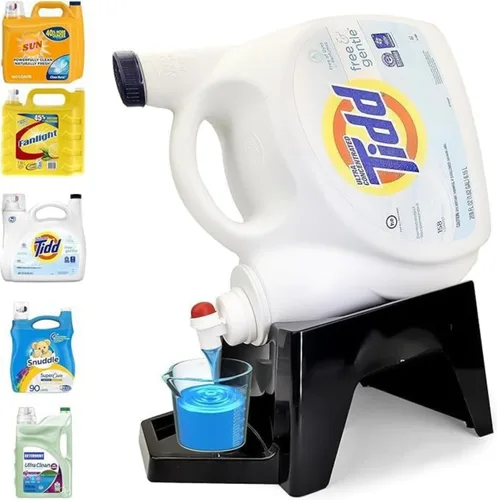 TidyFriend - Dispensador de detergente para ropa con bandeja, dispensador de jabón para ropa con patas de goma antideslizantes para organización de