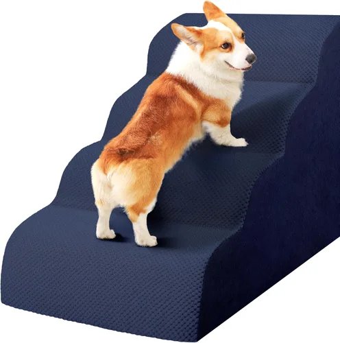 Miniatura 24 de Escaleras para perros pequeños, rampa de espuma de alta densidad para perros, escalones extra anchos antideslizantes para camas altas o sofá