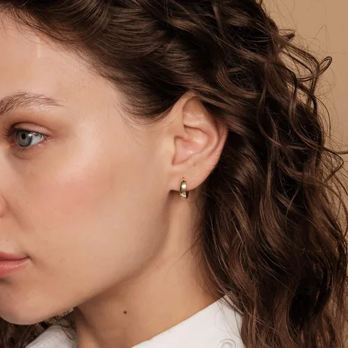 Miniatura 2 de PAVOI Aretes de plata de ley 925 chapados en oro de 14 quilates, aretes de aro pequeños para mujer