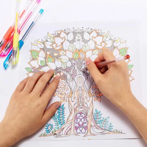 Miniatura 6 de Bolígrafo de gel con brillo con punta fina, con 40% más de tinta, para libros para colorear de adultos, dibujar y garabatear (24 colores)