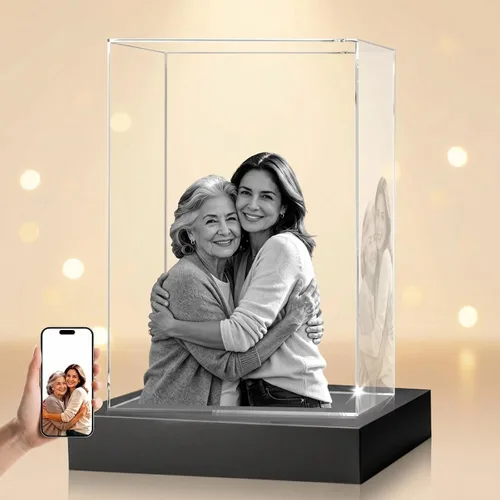 Miniatura 11 de Foto de cristal 3D, regalos personalizados de Navidad para mamá, esposa, mujer, papá, marido, abuela, foto personalizada en cristal, único