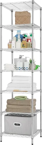 Miniatura 4 de Finnhomy Estantería de alambre resistente de 7 niveles, 18 x 18 x 72 pulgadas, estante de almacenamiento de 7 niveles con tubo de acero engrosado