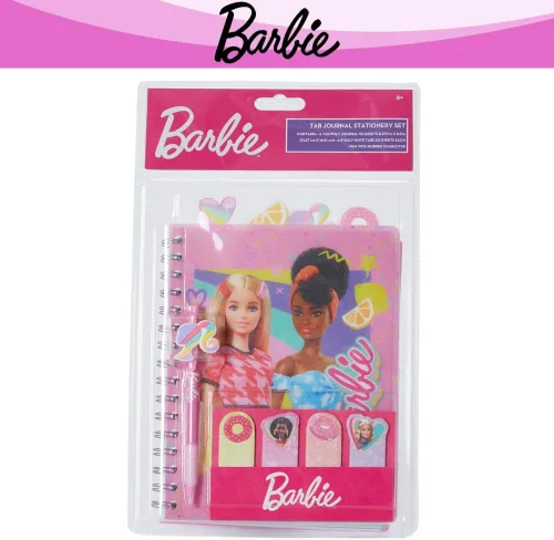 Miniatura 9 de Cuaderno de pestañas Barbie con espiral, lápiz boli, pestañas adhesivas, 96 páginas a rayas, rosa