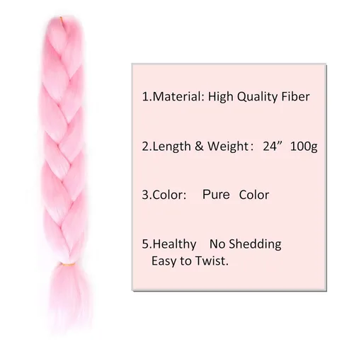 Miniatura 5 de Extensiones de cabello trenzado rosa de alta calidad, paquete de trenzas gigantes para trenzas de caja, cabello de ganchillo de un solo
