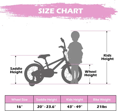 Miniatura 5 de WEIZE Kids Bike, 16 Inch Children Bicycle for Boys & Girls Ages 4-7 Years Old, Rider Height 41-53 Inch, Adjustable Seat & Handlebars, Coaster Brake