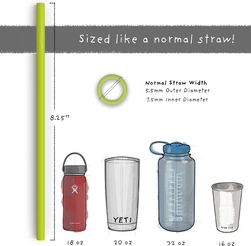 Miniatura 4 de Softy Straws - Paquete de 3 popotes curvados de 9 pulgadas de ancho + tamaño estándar de 8.25 pulgadas + popotes de vaso de 10.5 pulgadas con tapón