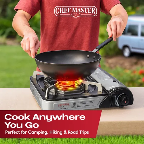 Miniatura 8 de Chef-Master 90011 Estufa de butano para encimera, portátil de 10 000 BTU con funda de transporte, alto rendimiento, encendido piezoeléctrico