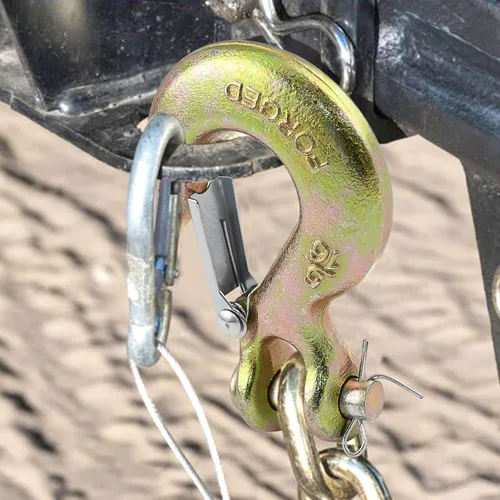Miniatura 5 de Gancho de cadena 5/16 con pestillo de seguridad, gancho deslizante de horquilla de alta resistencia, acero forjado 70, capacidad de 14,000 libras