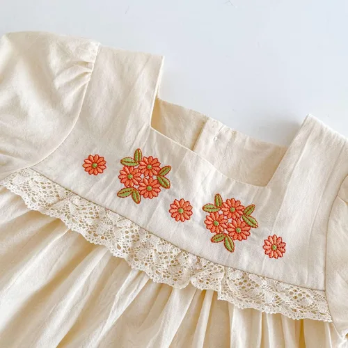 Miniatura 10 de IMEKIS Vestido mexicano para niña pequeña, mameluco bordado para hermanas a juego, trajes étnicos, vestido de verano