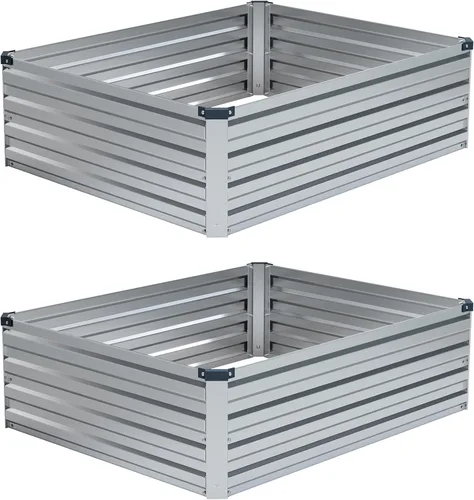 Foxlang 4x3x1 pies (2 paquetes) Cama de jardín elevada galvanizada, juego de jardinera al aire libre de metal para patio, caja de maceta para
