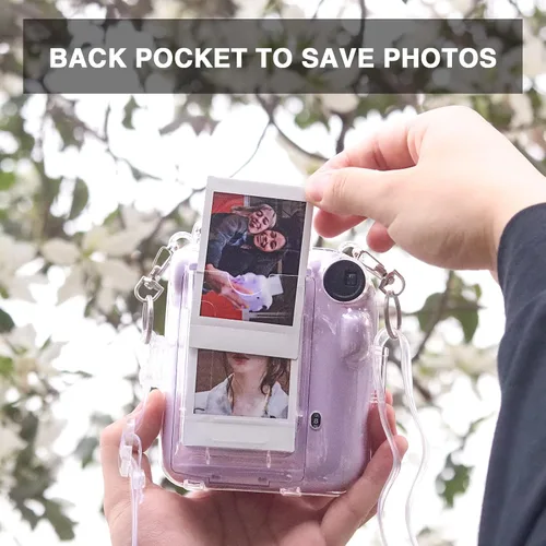 Miniatura 5 de Instant Mini 12 - Funda transparente para cámara de película instantánea Fujifilm Instax Mini 12, funda protectora para cámara con bolsillo trasero
