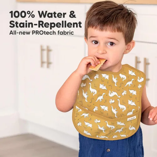 Miniatura 2 de KeaBabies Paquete de 3 baberos impermeables para comer, baberos ligeros para alimentación de niños pequeños con gran atrapador de alimentos, a