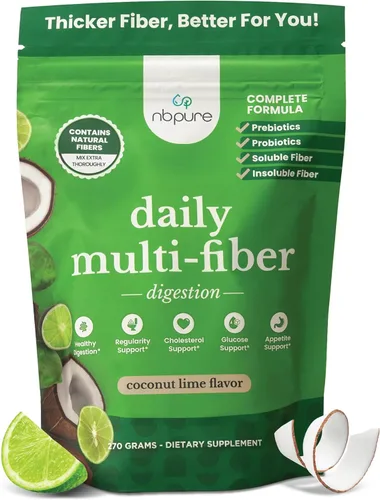 Miniatura 9 de nbpure Mezcla diaria de fibra en polvo para la salud digestiva, apoyo del colesterol, control saludable del peso, con fibra prebiótica, insoluble