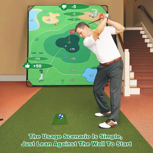 Miniatura 6 de Juego de práctica de chipping de golf de 70"x70" - Juego de entrenamiento portátil para uso interior & exterior, mejora la precisión del juego corto