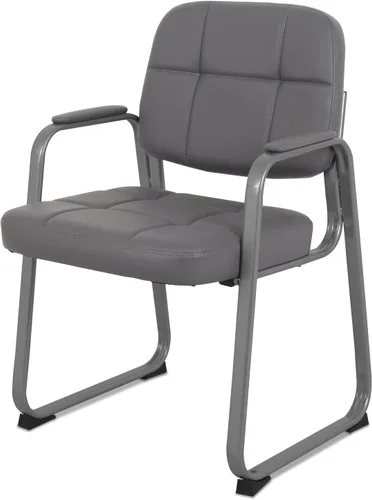 Miniatura 17 de CLATINA Silla de recepción clásica con reposabrazos acolchados y marco de acero resistente, silla ergonómica para invitados para oficina, Gris