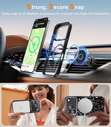 Miniatura 3 de Goodon Funda para iPhone 17 Pro con protector de pantalla de privacidad, compatible con Magsafe, a prueba de golpes, translúcida mate, bonita funda