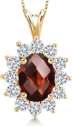 Miniatura 80 de Gem Stone King Collar con piedra natal ovalada de plata chapada en oro amarillo de 18 quilates, ovalado de 0.315 x 0.236 in, collares con colgante