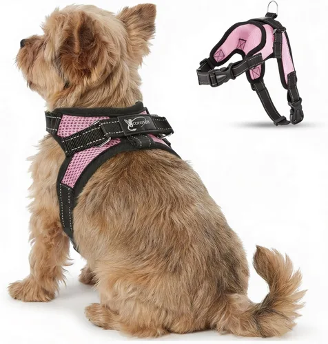 Miniatura 13 de Arnés ajustable reflectante para perro con asa evita tirones, XXS, Negro