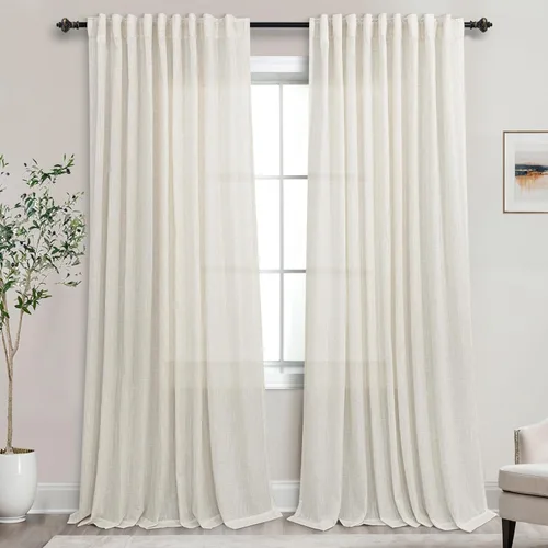 Miniatura 11 de Cortinas de lino azul claro de 90 pulgadas de largo para sala de estar, dormitorio de niñas, guardería, decoración acogedora de verano, bolsillo