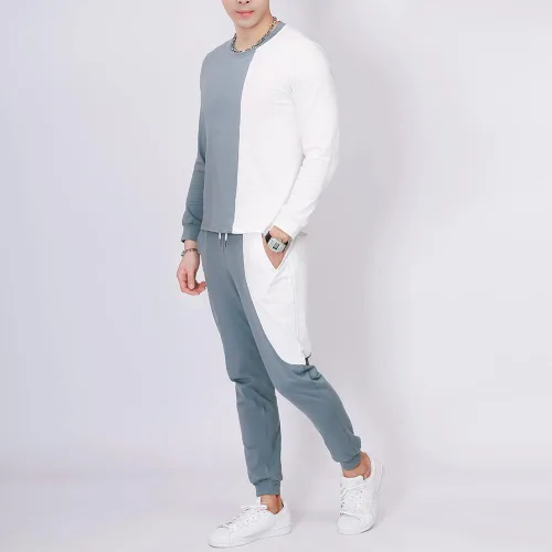 Miniatura 5 de Ropa deportiva para hombre, camiseta y cárdigan, pantalones de manga larga, dos piezas, para entrenamiento de fitness, ropa deportiva casual