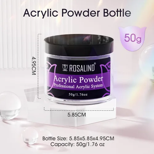 Miniatura 9 de Rosalind Polvo de uñas acrílico negro 50 g/1.76 oz – Polímero de cristal negro polvo de uñas para extensión acrílica, no necesita lámpara