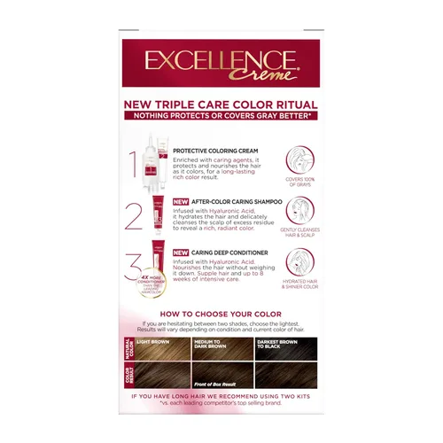 Miniatura 10 de L'Oreal Paris Excellence Crème Tinte Permanente para el Cabello, Color de Cabello de Triple Cuidado con Complejo Pro-Keratine para Cobertura 100%