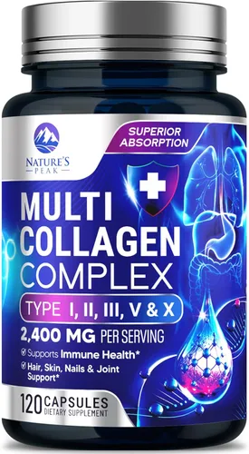 Miniatura 10 de Suplemento de péptidos de colágeno múltiple para cabello, uñas, piel, tipo I, II, III, V, X, pastillas de colágeno en polvo, alimentado con pasto