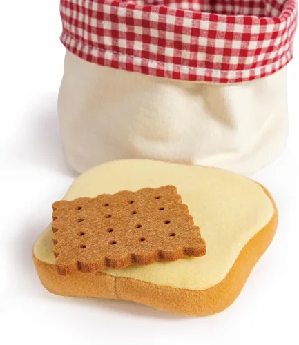 Miniatura 8 de Hape Cesta de pan para niños pequeños Juego de comida suave para niños, cesta de pan de juguete incluye tostadas, galletas de mermelada, pasteles