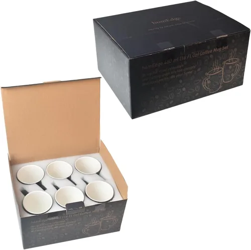 Miniatura 9 de homEdge Juego de tazas de porcelana, taza de 16 onzas para té, latte, moca, chocolate caliente, juego de 6, colores surtidos