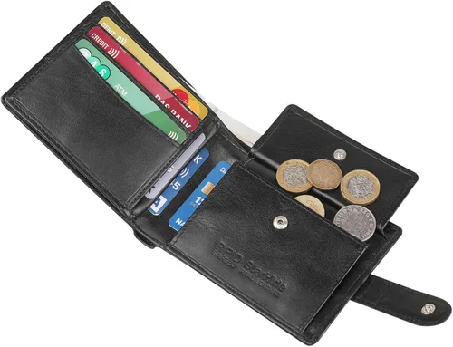 Miniatura 5 de Starhide Cartera de cuero italiano VT con bloqueo RFID para hombre, 1212, Negro -, Cartera RFID