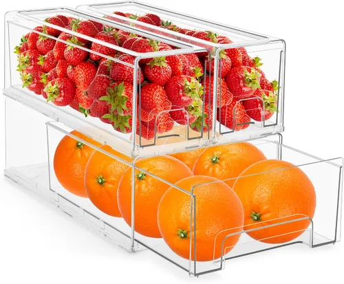 Miniatura 8 de Sorbus Cajones para nevera, contenedores organizadores de refrigerador apilables transparentes, contenedores de almacenamiento de alimentos