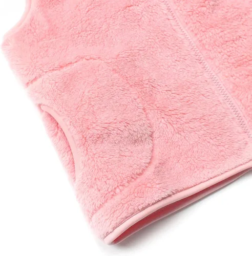 Miniatura 5 de JESKIDS Chaleco de forro polar Sherpa para niñas, ligero, color liso, linda chaqueta con bolsillos, 2-11 años