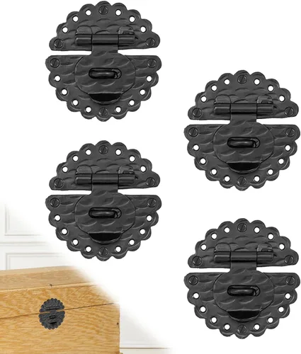 Miniatura 20 de 1 paquete de cerrojos de muebles de 2.75 pulgadas para puertas, color negro, cerrojo decorativo de metal para muebles, cerrojos de metal rústico